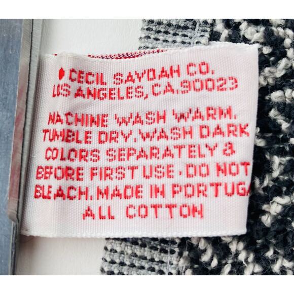 1 Cecil Saydah Hand towel 1970s Black Red Grey European Collection Cotton Arrows - Picture 6 of 6